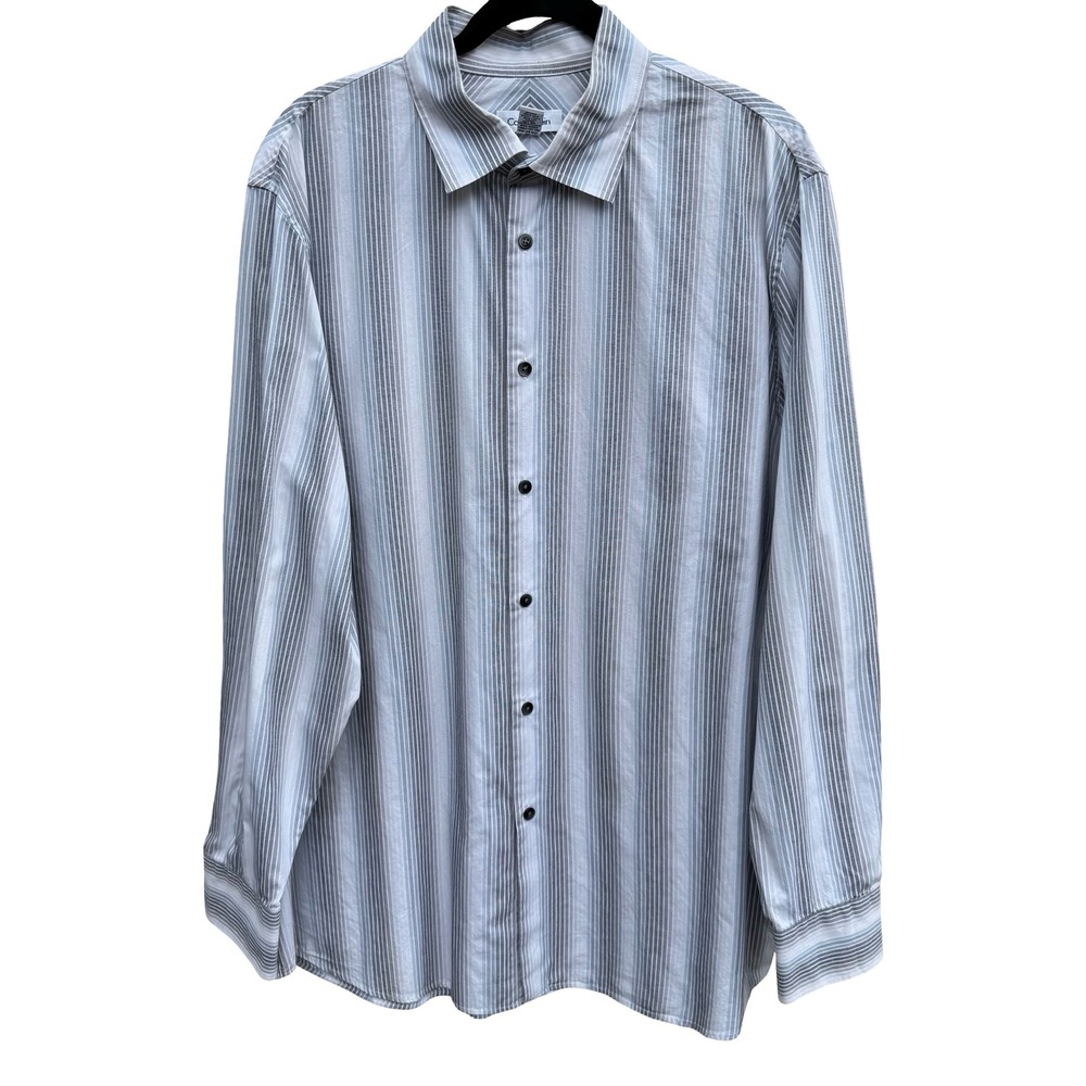 Calvin Klein Coastal Minimalist Preppy Striped Cotton Designer Shirt Mens XL
